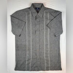 (S) GEORGE Guayabera GRAY W/ Black HIGHLIGHTS Shirt LIKE NEW